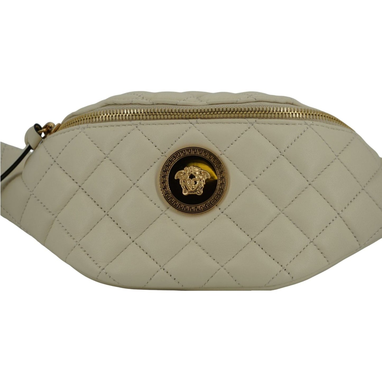 Versace Elegant White Lamb Leather Belt Bag 8054712069154