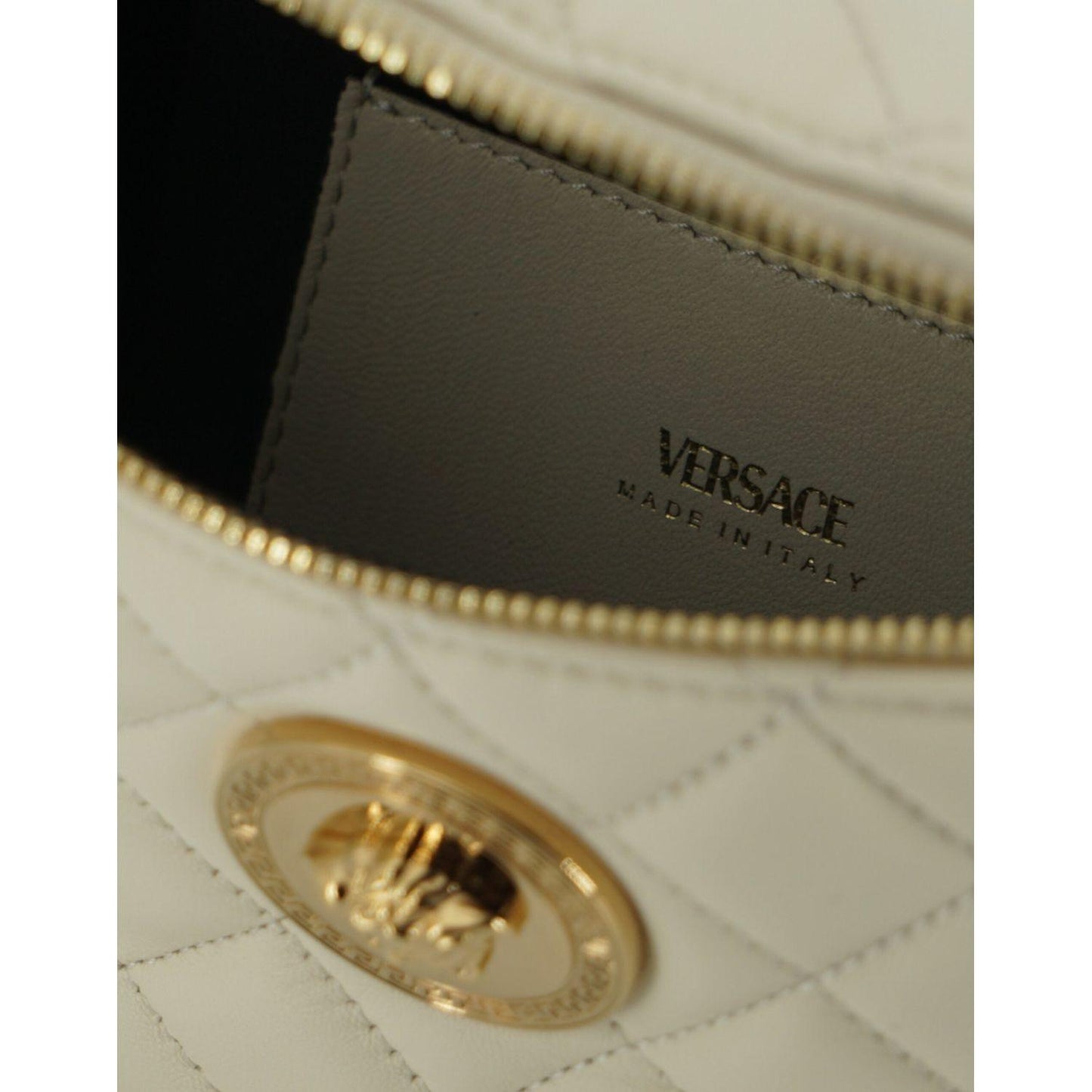 Versace Elegant White Lamb Leather Belt Bag 8054712069154
