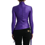 Dolce & Gabbana Elegant Long Sleeve Zip-Back Top Dolce & Gabbana Dark Slate Blue