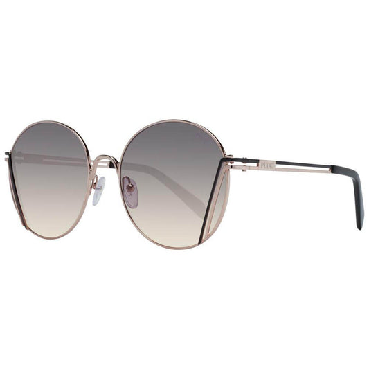 Emilio Pucci rose gold women's sunglasses with full-rim metal frame, gradient grey lenses, and UVA/UVB protection, includes branded case.