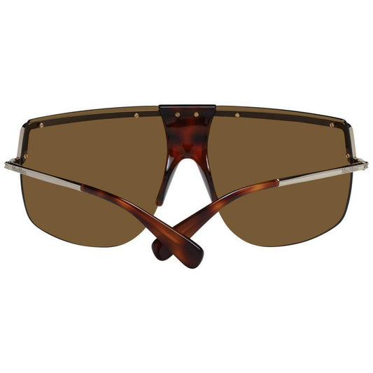 Max Mara Gold Aviator Sunglasses with Metal Half-Rim Frame and Brown Lenses for Women, UV Protection, 70mm Size
