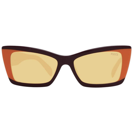 Emilio Pucci Multicolor Women's Sunglasses with Brown Plastic Lenses and Full-Rim Frame, Rectangle Style, 100% UVA & UVB Protection