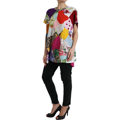 Dolce & Gabbana Multicolor Patchwork Cotton Silk Blouse Top