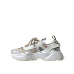 Dolce & Gabbana Beige White Daymaster Low Top Leather Sneakers Shoes