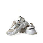 Dolce & Gabbana Beige White Daymaster Low Top Leather Sneakers Shoes