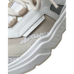 Dolce & Gabbana Beige White Daymaster Low Top Leather Sneakers Shoes