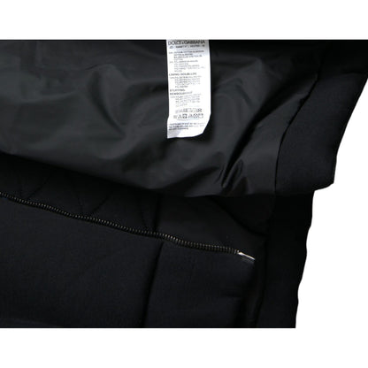 Dolce & Gabbana Black Cotton Hooded Logo Bomber Jacket