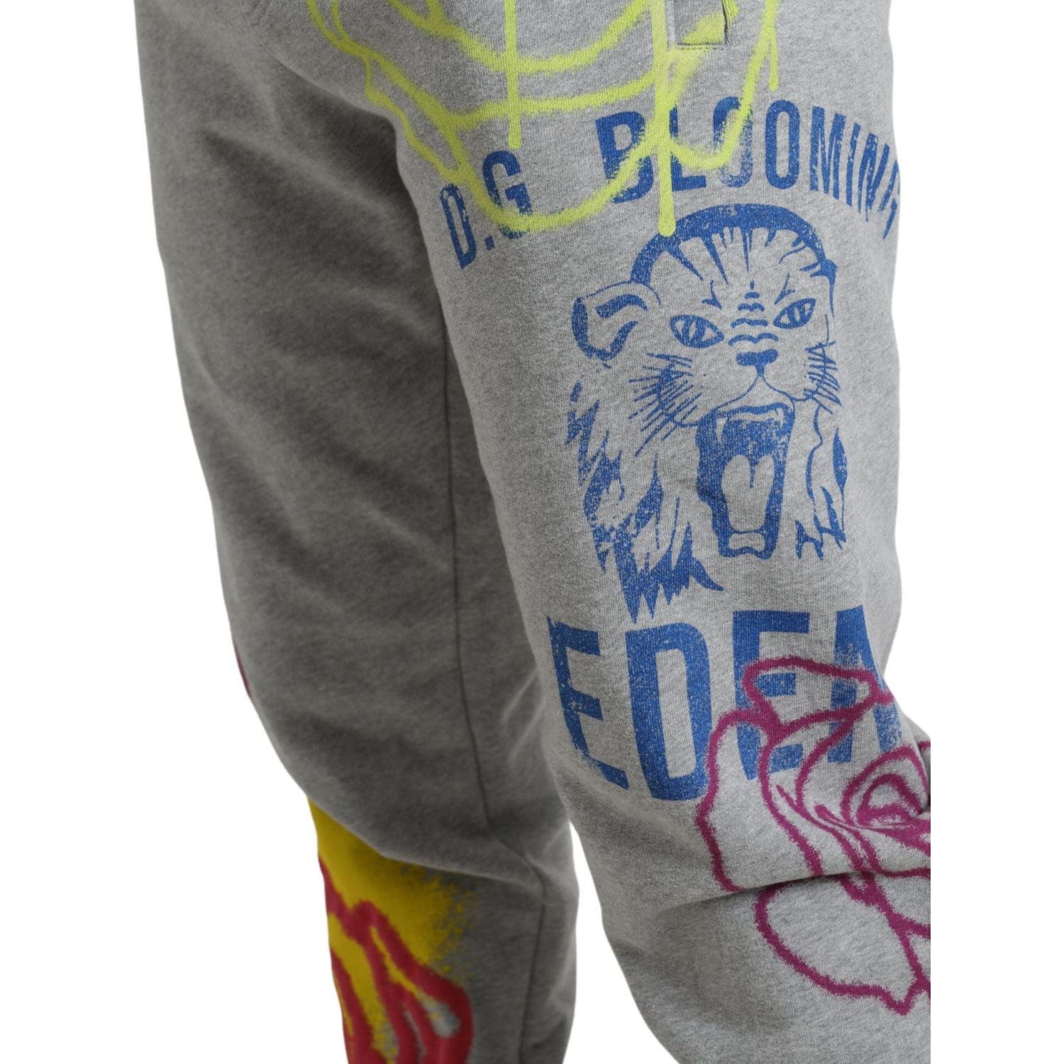 Dolce & Gabbana Gray Cotton Graffiti Sweatpants Jogger Pants