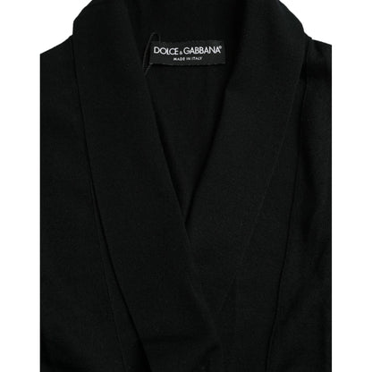 Dolce & Gabbana Black Cashmere Long Sleeves Belted Wrap Robe