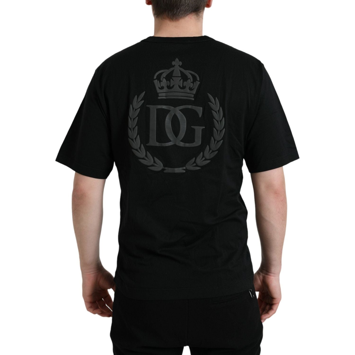 Dolce & Gabbana Black Logo Embossed Crew Neck Short Sleeves T-shirt