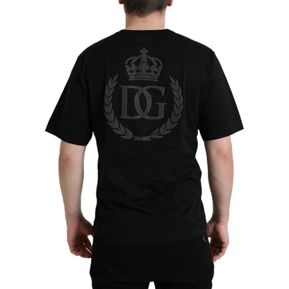 Dolce & Gabbana Black Logo Embossed Crew Neck Short Sleeves T-shirt