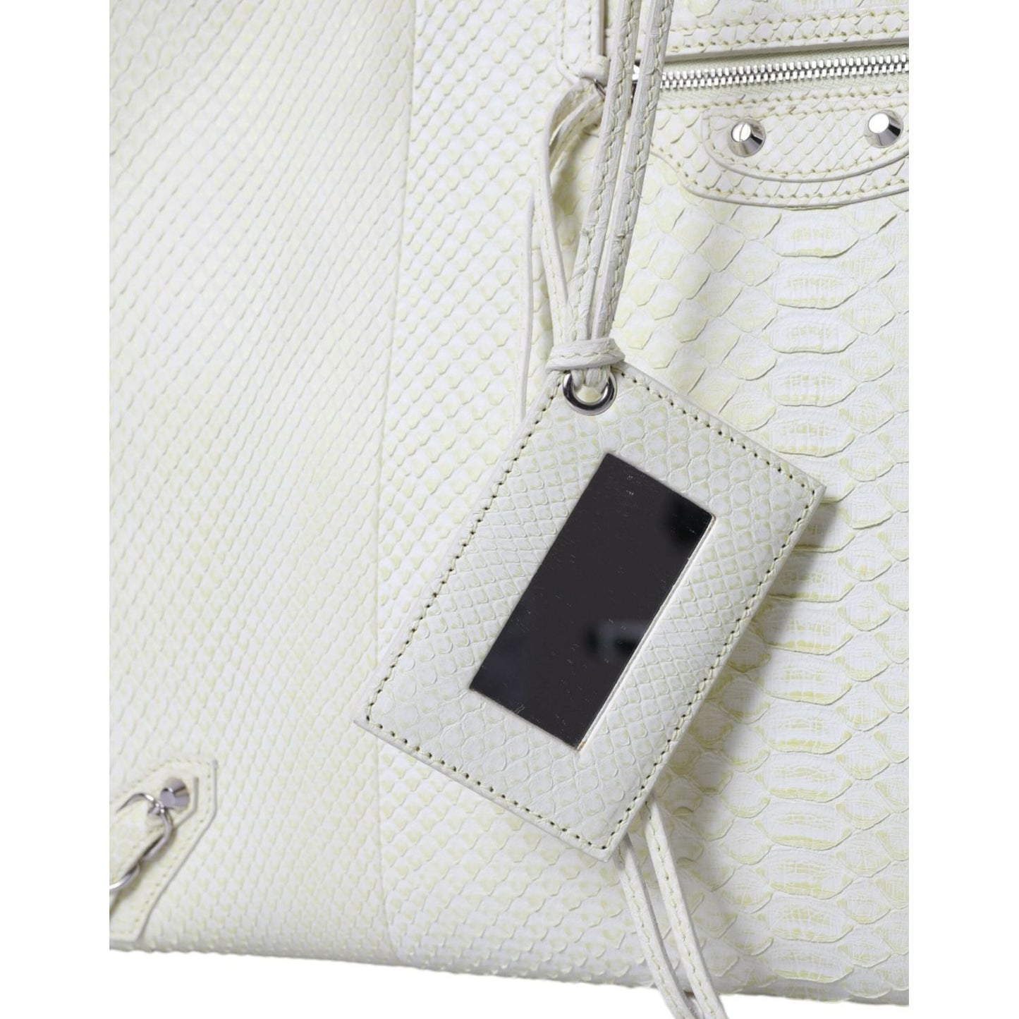 Balenciaga White Yellow Exotic Skin Leather Shopping Tote PAPIER Bag