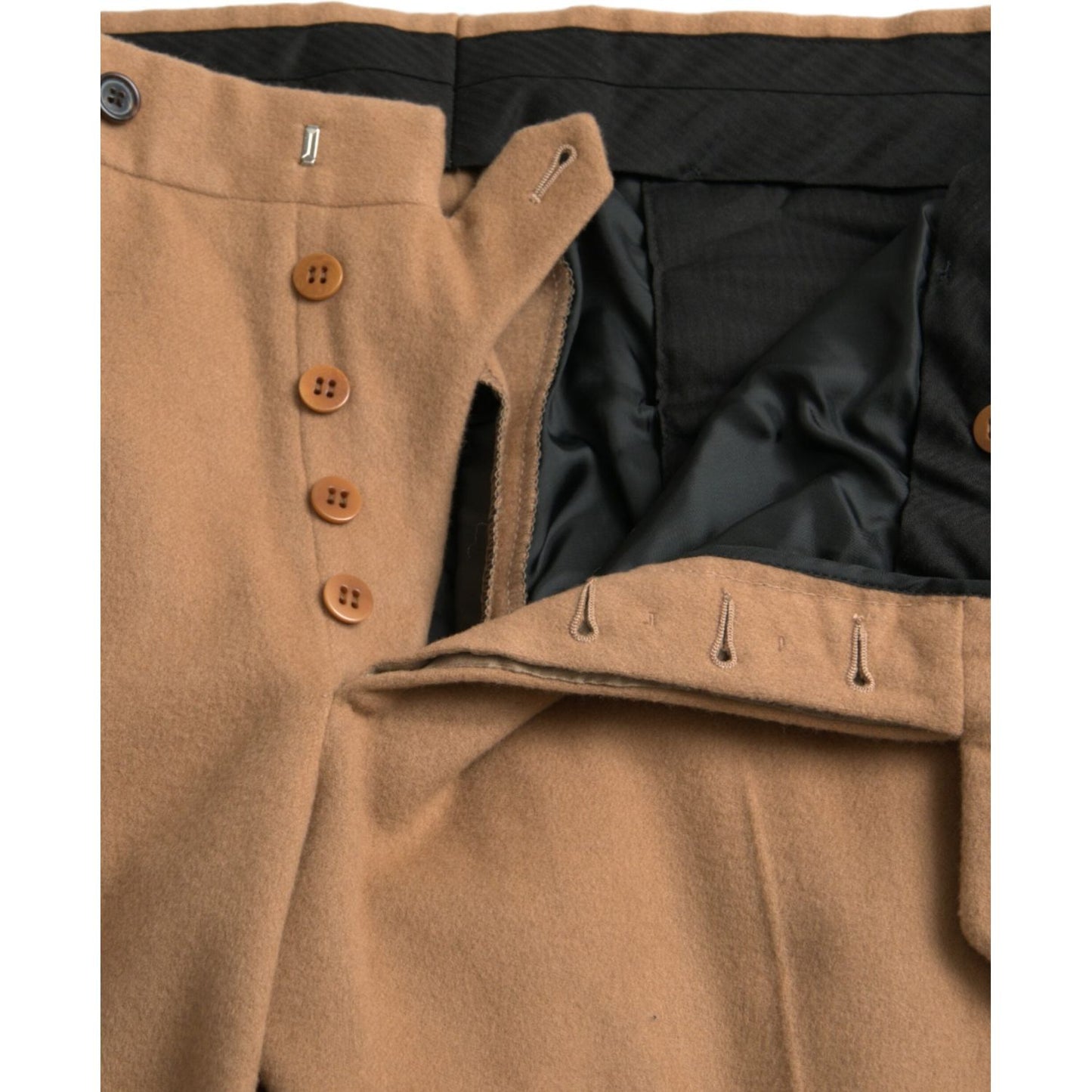 Prada Beige Cashmere Men Straight Fit Dress Pants