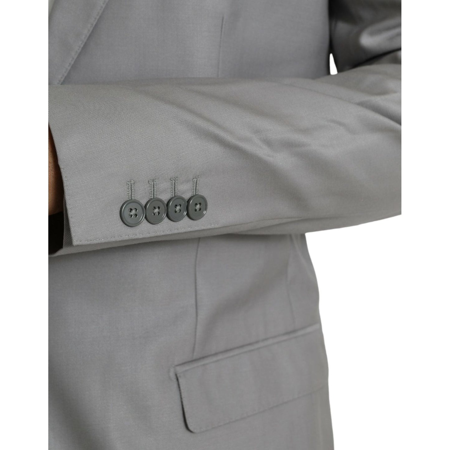 Dolce & Gabbana Gray Wool Peak Single Breasted Coat Blazer