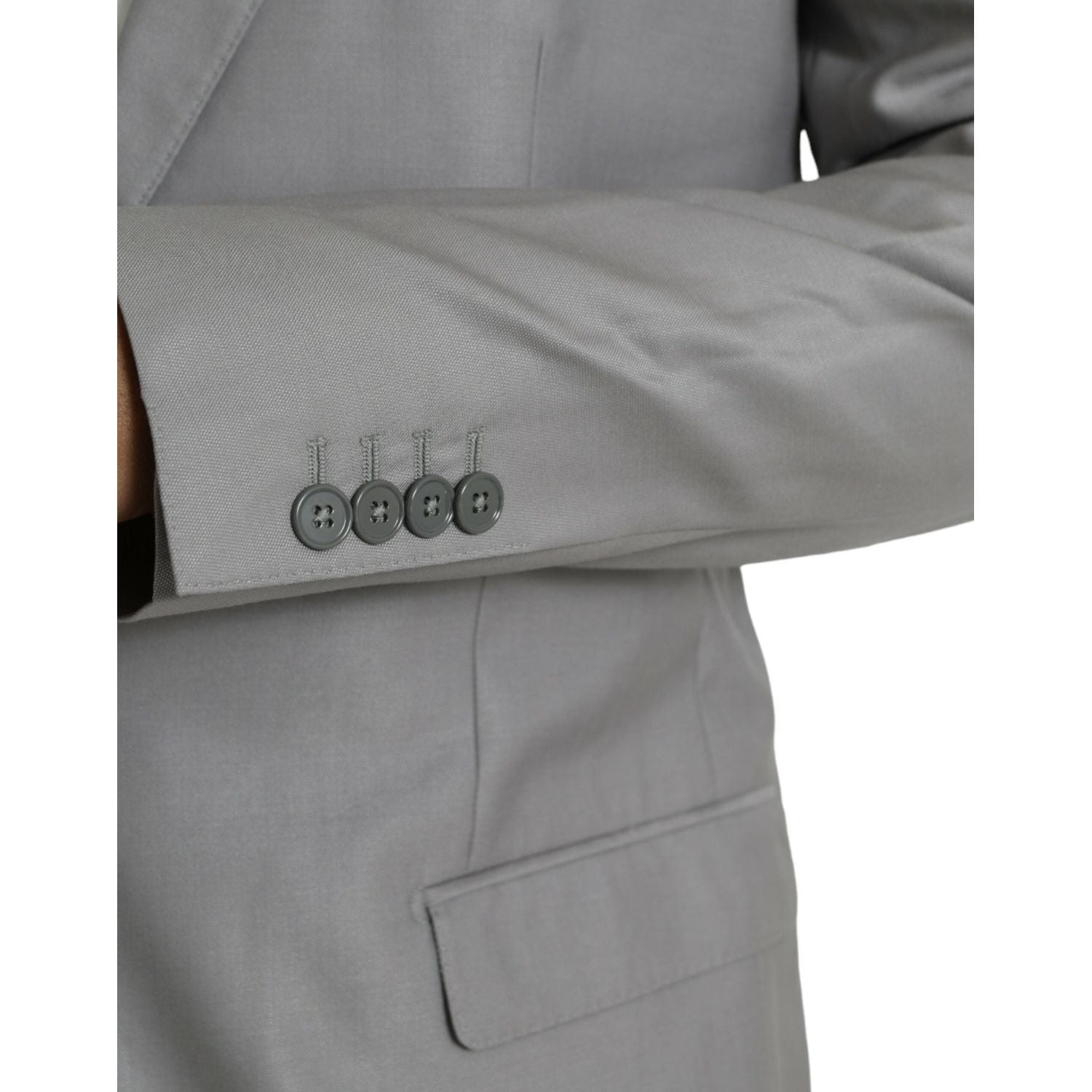 Dolce & Gabbana Gray Wool Peak Single Breasted Coat Blazer