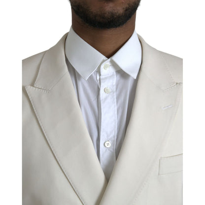 Dolce & Gabbana White Wool MARTINI Double Breasted Blazer