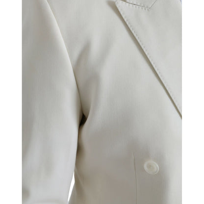 Dolce & Gabbana White Wool MARTINI Double Breasted Blazer