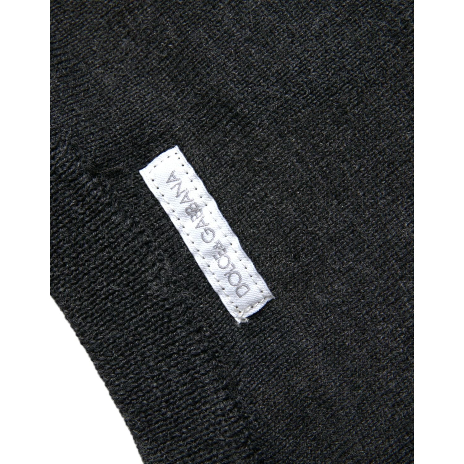 Dolce & Gabbana Dark Gray Wool Crew Neck Pullover Sweater