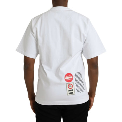 Dolce & Gabbana White Amor Heart Cotton Crewneck Short Sleeve T-shirt