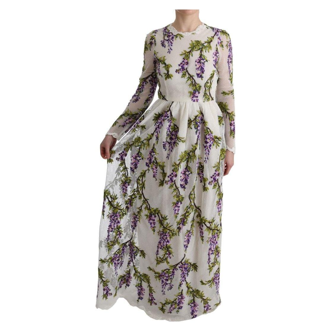 Dolce & Gabbana White Floral Embroidered Maxi Dress