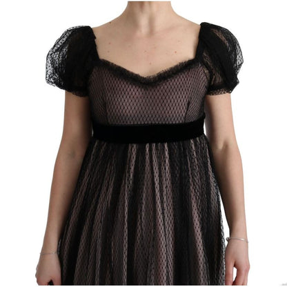 Dolce & Gabbana Black Pink Silk Long Shift Dress