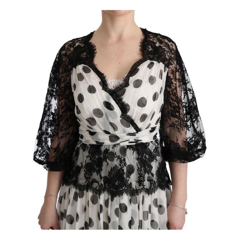 Dolce & Gabbana Black White Polka Dotted Floral Dress