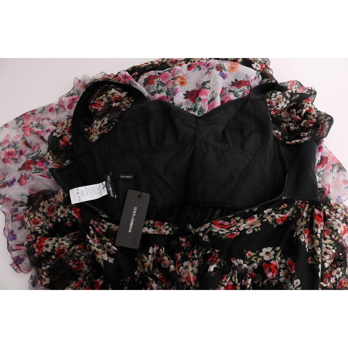 Dolce & Gabbana Multicolor Silk Stretch Floral Shift Long Dress