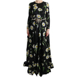 Dolce & Gabbana Multicolor Silk Sunflower Print Long Maxi Dress SIG60646-3