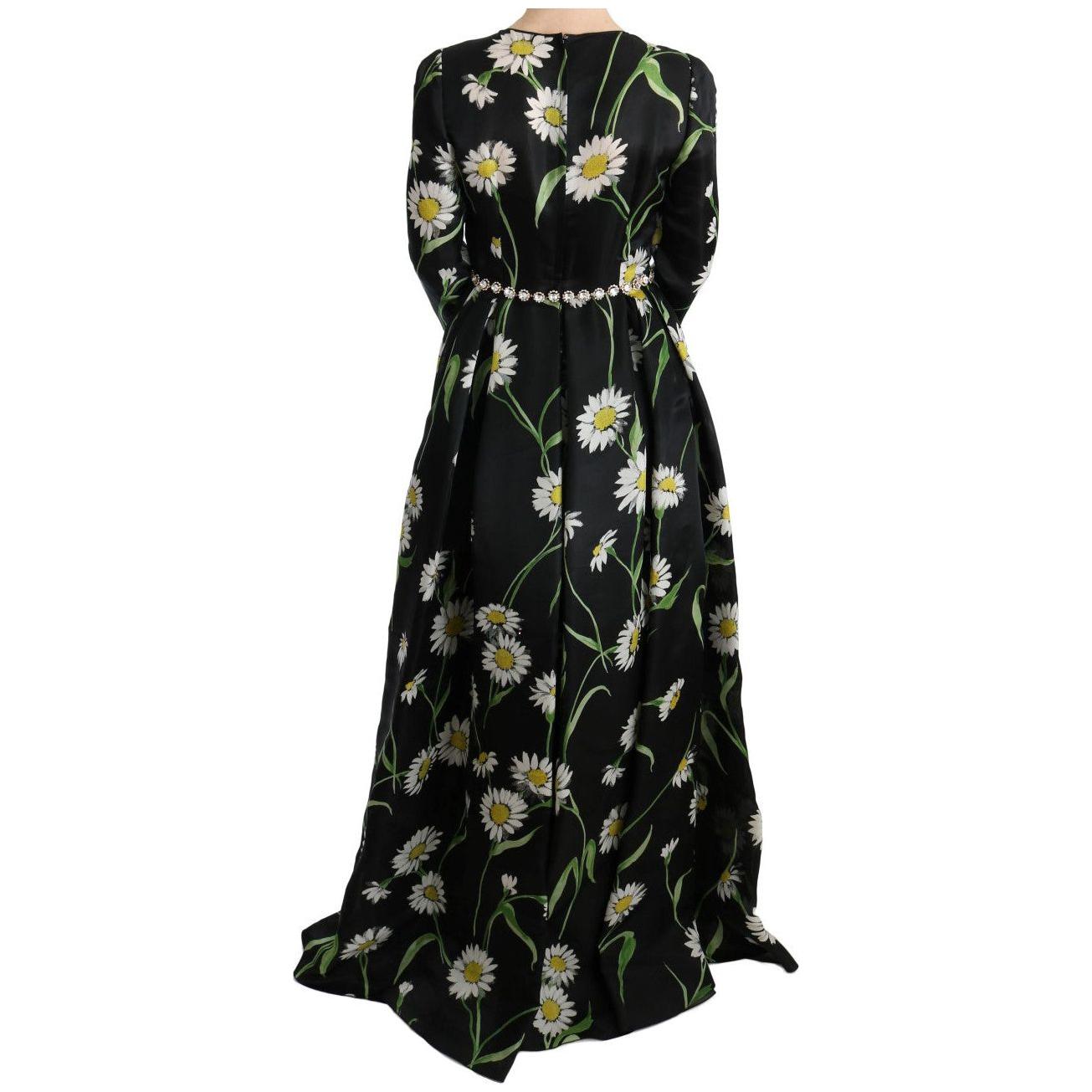 Dolce & Gabbana Multicolor Silk Sunflower Print Long Maxi Dress SIG60646-3