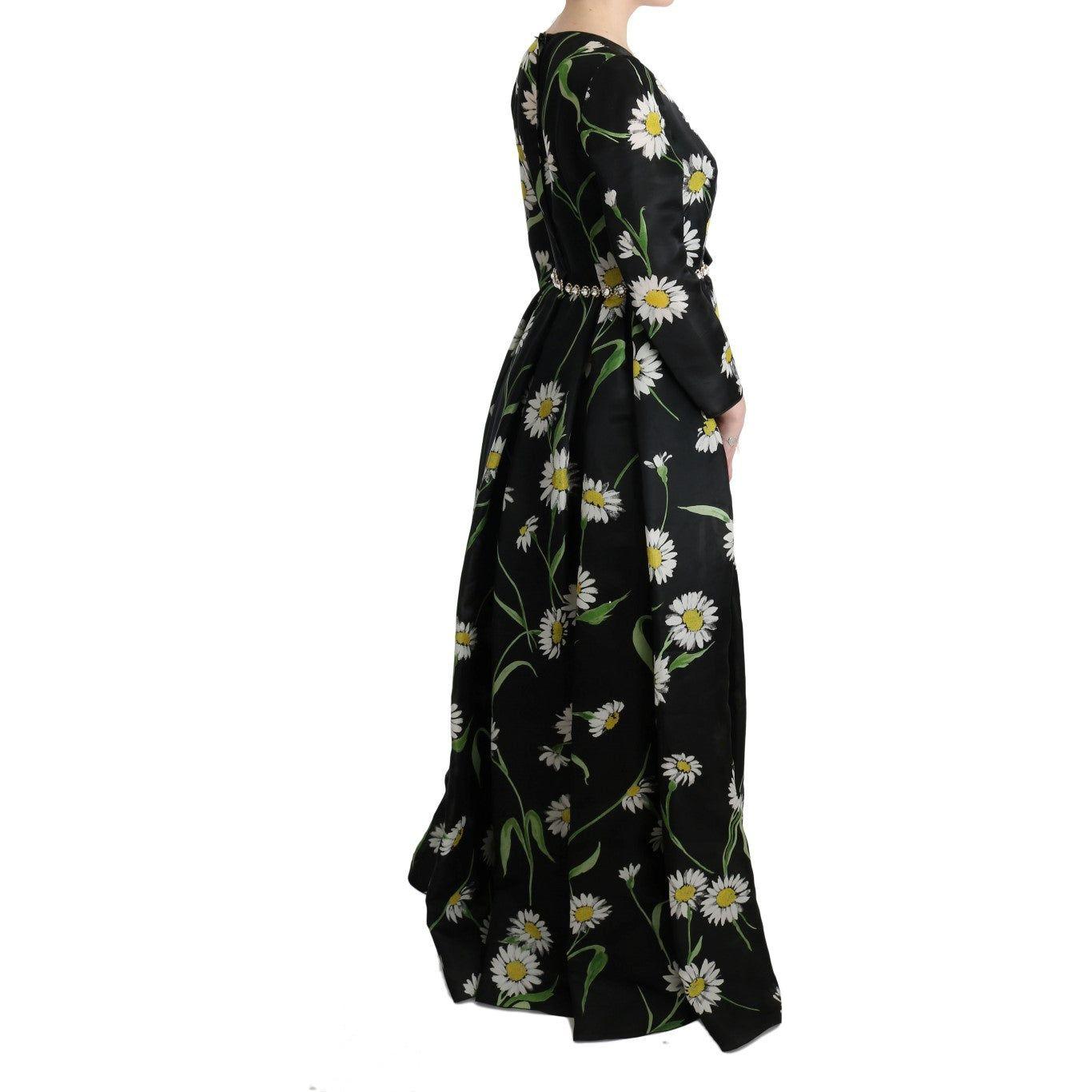 Dolce & Gabbana Multicolor Silk Sunflower Print Long Maxi Dress SIG60646-3