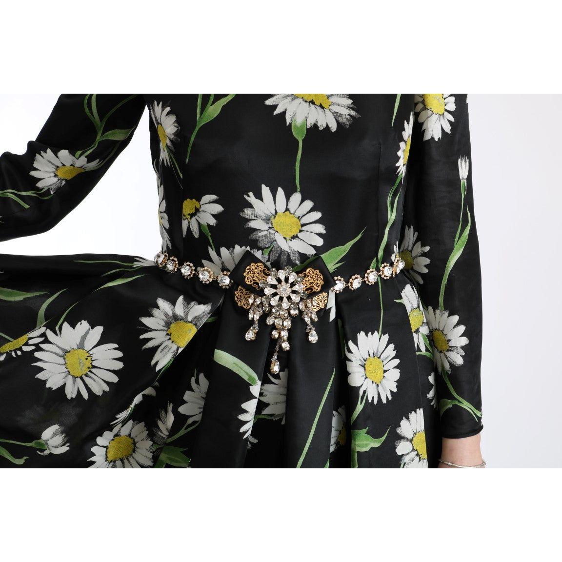 Dolce & Gabbana Multicolor Silk Sunflower Print Long Maxi Dress SIG60646-3