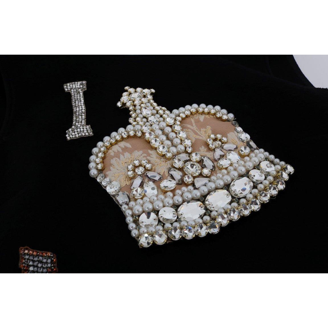 Dolce & Gabbana Black I AM A PRINCESS Crystal Shift Dress DR1053-7