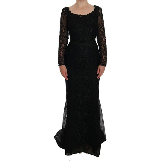 Dolce & Gabbana Black Floral Sheath Dress DR1110-1