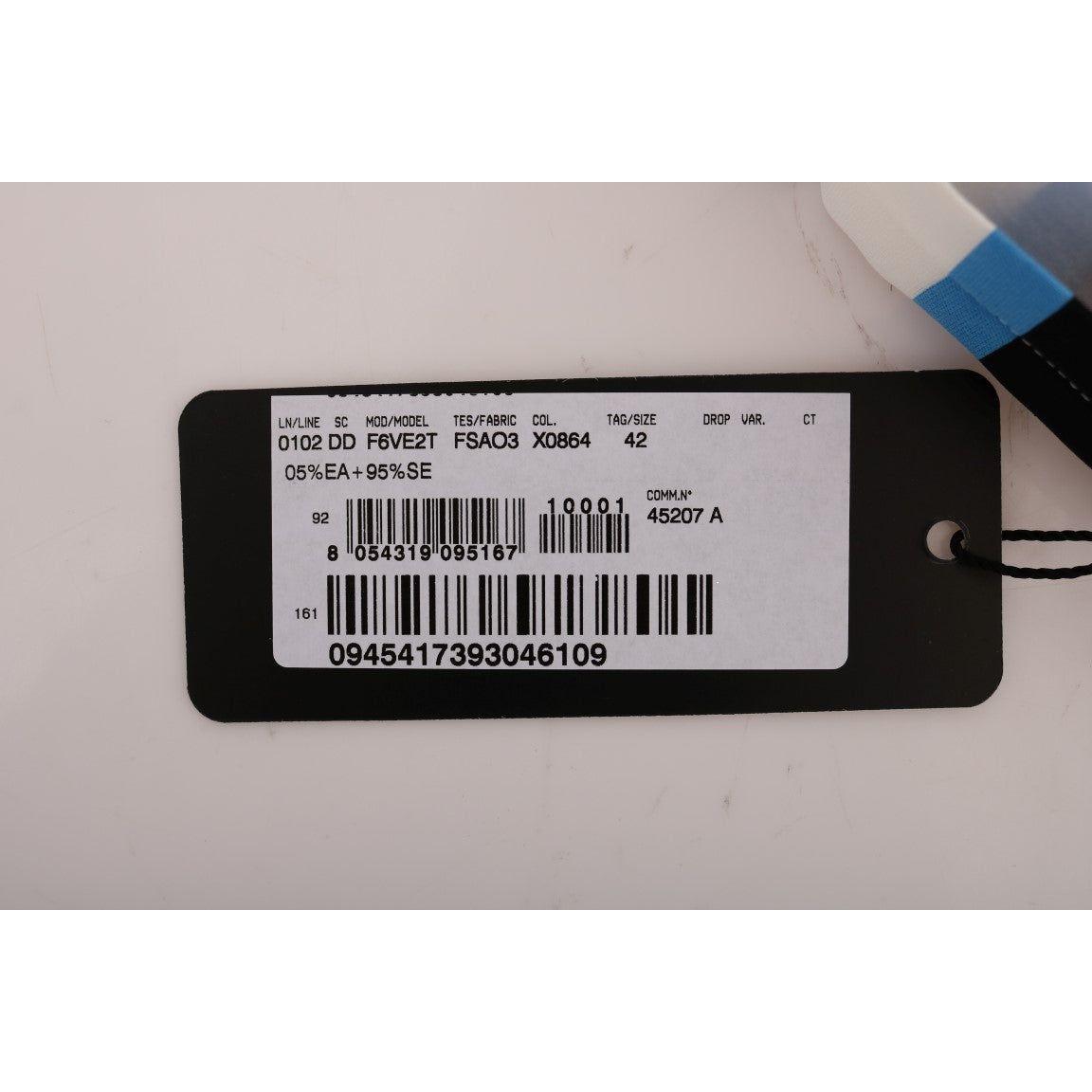 Dolce & Gabbana Blue White Striped Silk Stretch Shift Dress