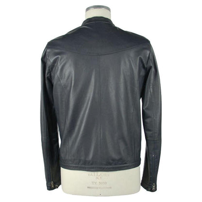 Emilio Romanelli Blue Leather Men's Jacket