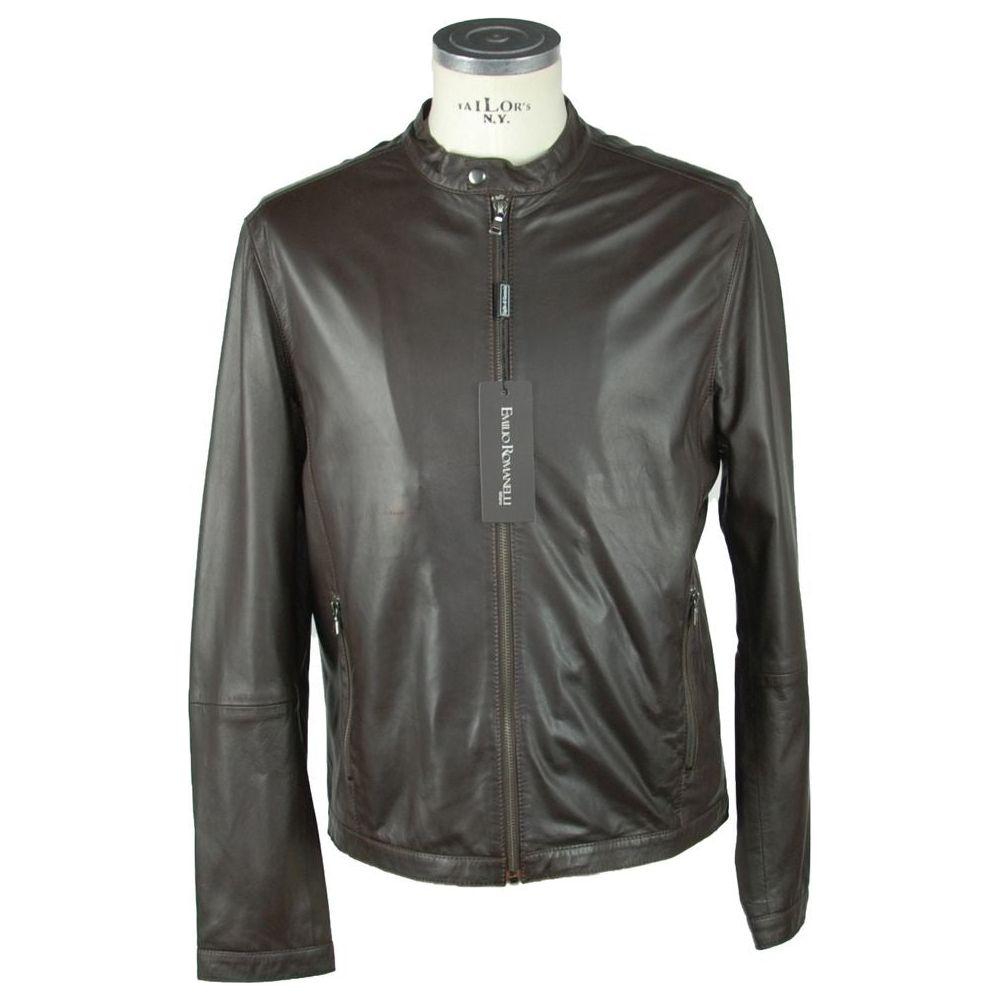 Emilio Romanelli Brown Leather Jackets & Coat