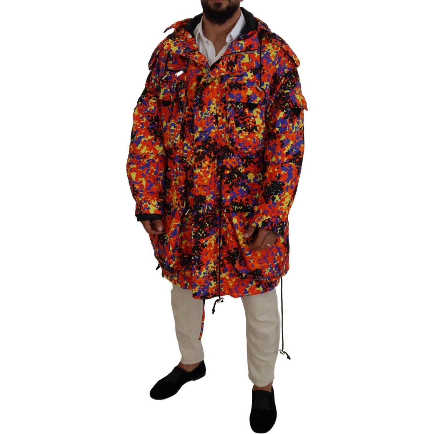 Dsquared² Multicolor Long Hooded Cargo Pocket Coat Jacket JKT3550-48