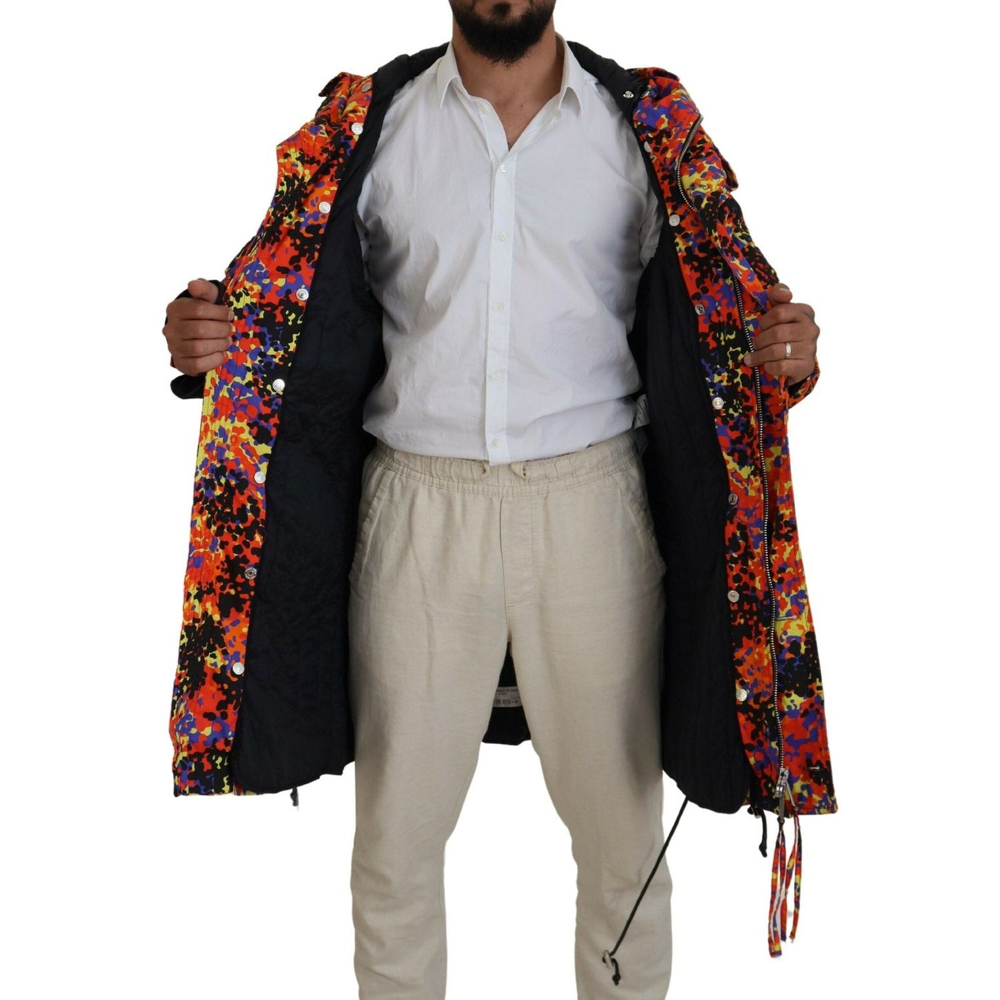 Dsquared² Multicolor Long Hooded Cargo Pocket Coat Jacket JKT3550-48