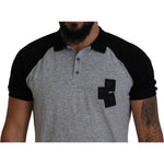 Dsquared² Gray Black Cotton Short Sleeves Collared T-shirt TSH83500-48
