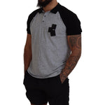 Dsquared² Gray Black Cotton Short Sleeves Collared T-shirt TSH83500-48