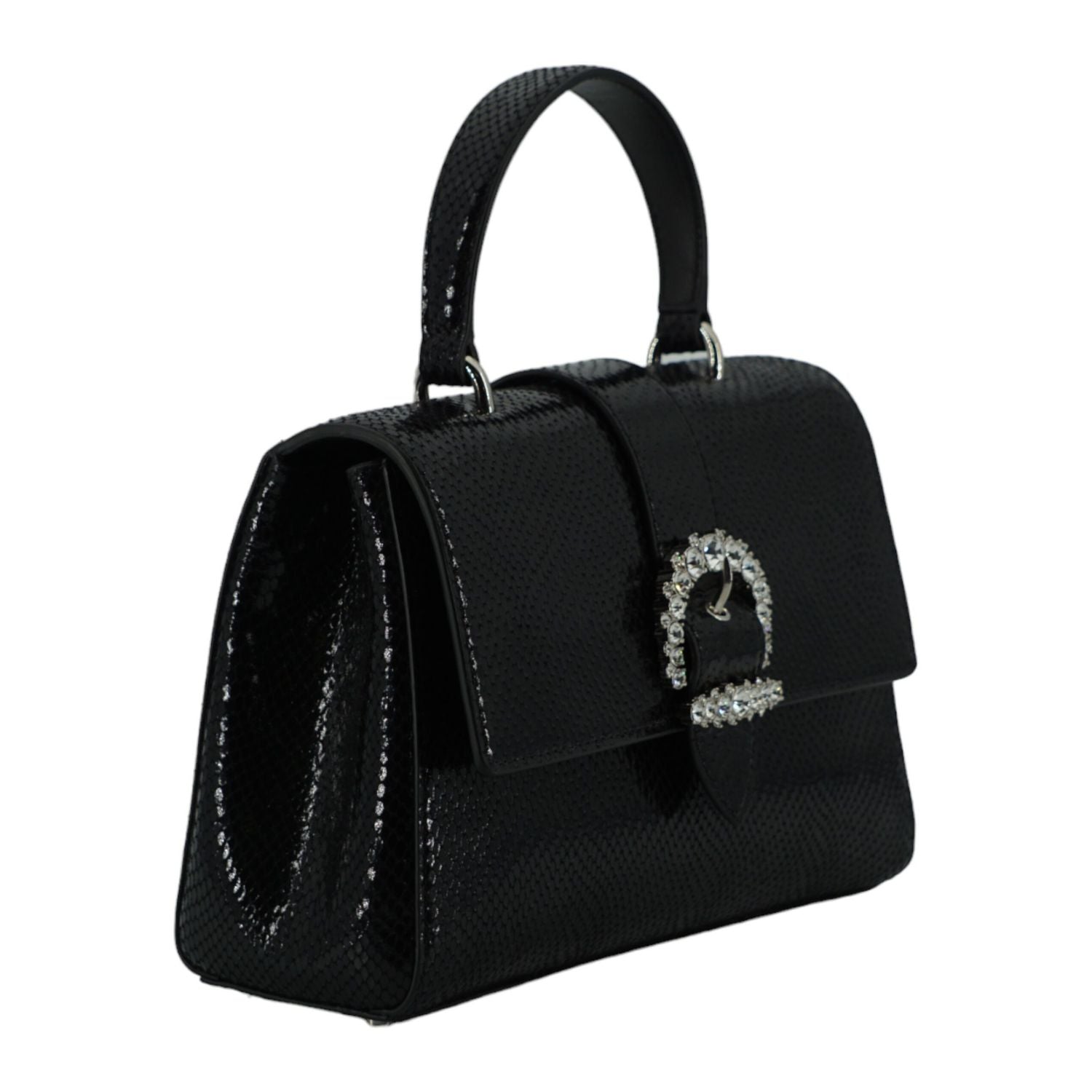 Jimmy Choo Black Leather Top Handle Shoulder Bag