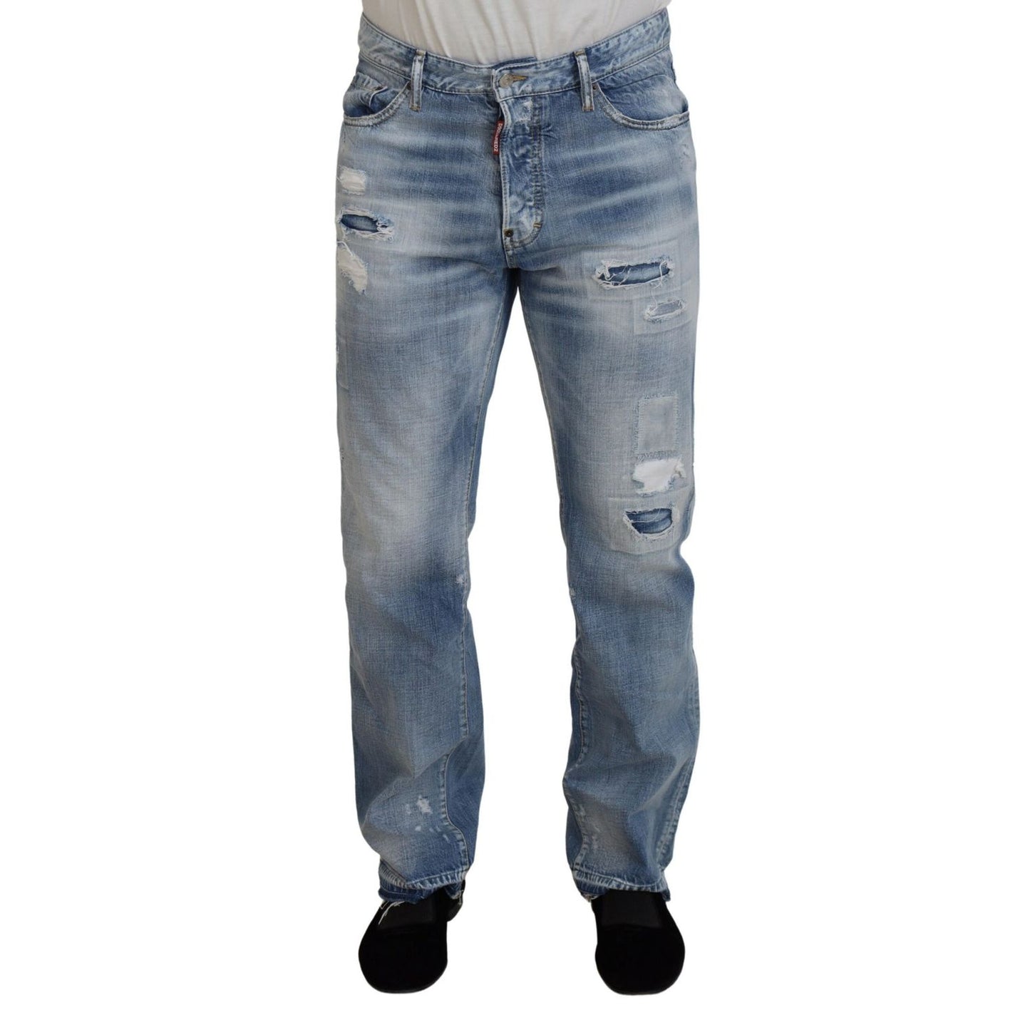 Dsquared² Blue Washed Straight Fit Men Casual Denim Jeans