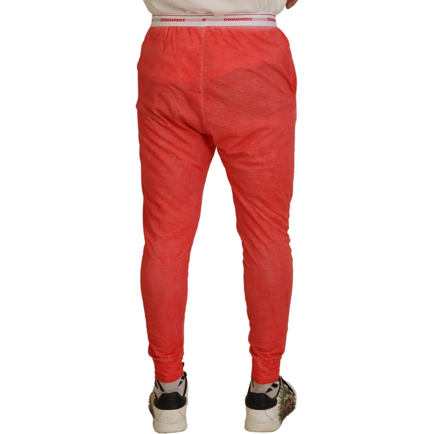 Dsquared² Orange Cotton Elastic Waist Logo Men Pants PAN74471-48