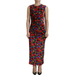 Dsquared² Multicolor Floral Bodycon Ruched Maxi Dress DR28831-38