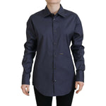 Dsquared² Navy Blue Cotton Button Down Collared Shirt Top TSH83435-38