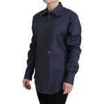 Dsquared² Navy Blue Cotton Button Down Collared Shirt Top TSH83435-38