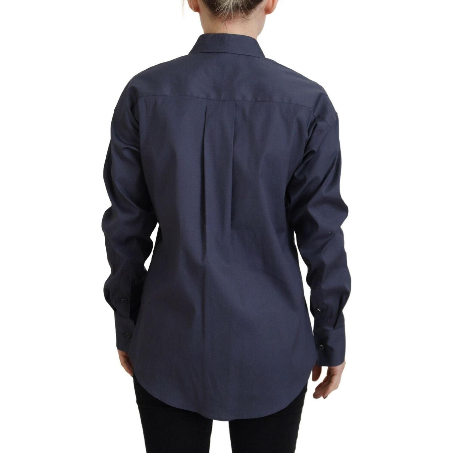 Dsquared² Navy Blue Cotton Button Down Collared Shirt Top TSH83435-38