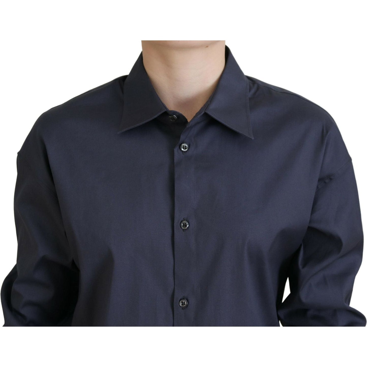 Dsquared² Navy Blue Cotton Button Down Collared Shirt Top TSH83435-38