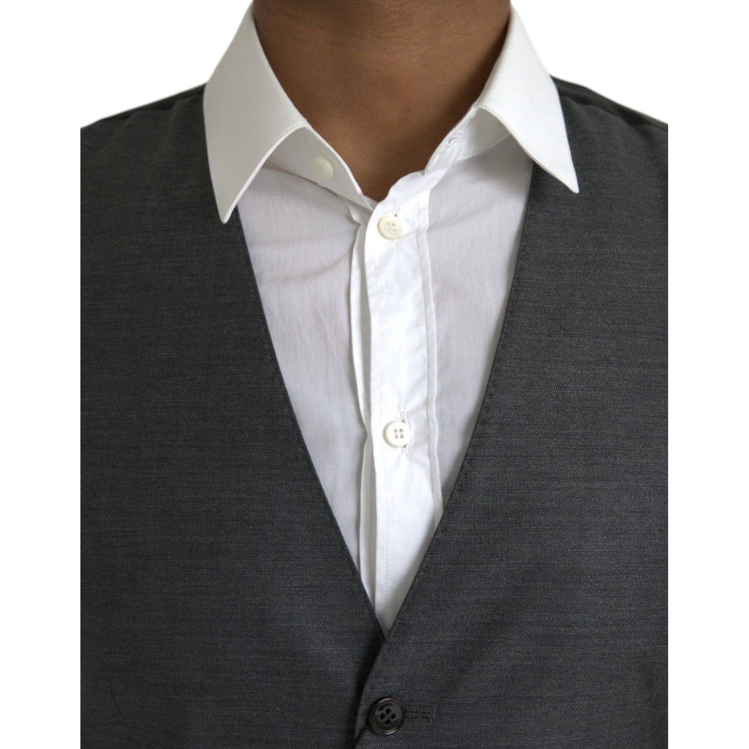 Dolce & Gabbana Gray Wool Formal Dress Waistcoat Vest