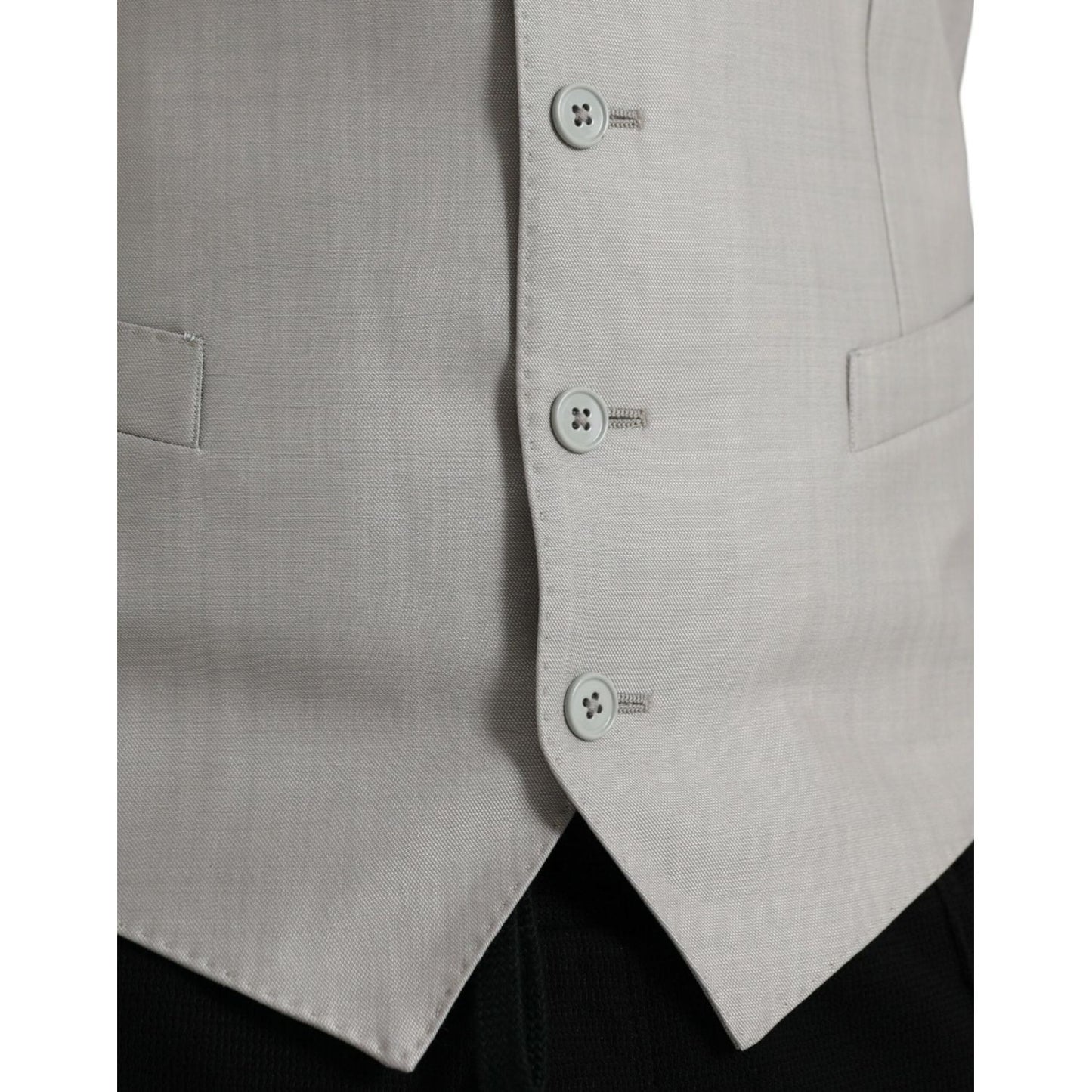Dolce & Gabbana Light Gray Wool Formal Dress Waistcoat Vest
